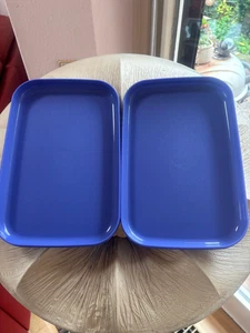 Tupperware 2 Maxi Picknick Teller blau Kinderteller Servier Teller Platte TOP - Bild 1 von 1