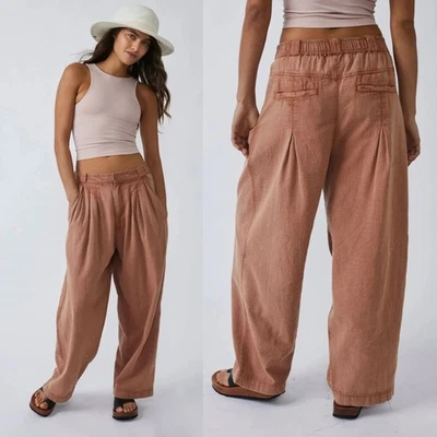 Free People Women’s Lotta Love Trouser BOHO Wide Leg Pants 10 Rust Orange EUC - Image 1 of 4