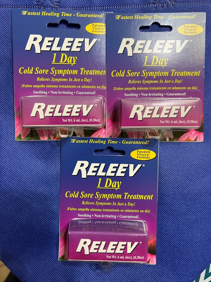 LOTE DE 3 tratamientos para herpes labial Releev 0,2 fl oz alivio para ampollas Foto 1 de 1