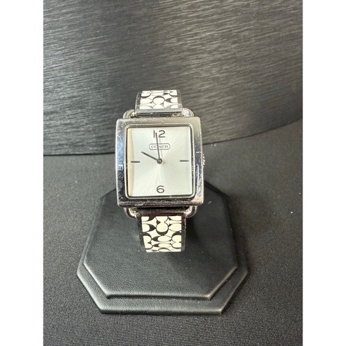 Orologio Vintage Coach Logo Bracciale Argento Bianco Ca.68.7.14068 7 2003
