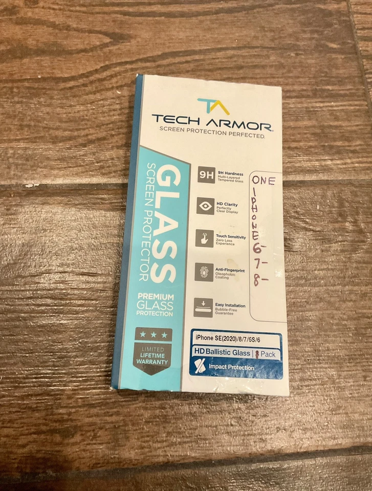Screen Protector Premium Tech Armor HD Apple iPhone 6 7 8 KIT Cleaning Cloth 1 - Image 1 of 2