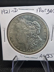 1921-D Morgan Silver Dollar–AU- Final-Year–90% Silver–Denver Mint - Picture 1 of 2