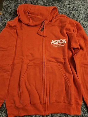 ASPCA Zip Front Hoodie Sweatshirt Animal Rescue Gildan Orange Sz Large L - Image 1 of 4