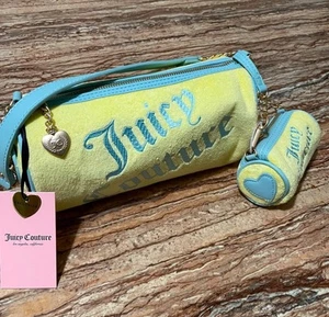 uicy Couture Bag Yellow/Blue Terry Cloth Barrel Shoulder Bag 2-Piece Set - Picture 1 of 22