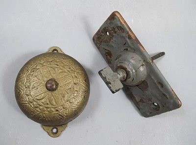 Antique Old Victorian Twist Doorbell Turn Door Bell Ringer 1899 Working - Image 1 of 4