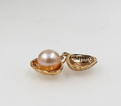 10mm Natural Australian South Sea Purple Pearl Pendant 18" 18K Gold P TB255 - Image 1 of 4