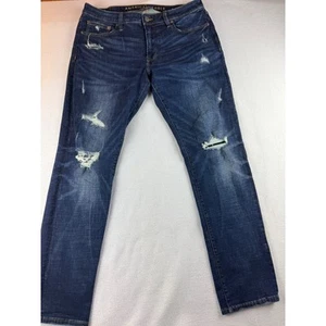 American Eagle Ripped Slim Jeans Level Flex Denim Blau Distressed Herren 36x32 - Bild 1 von 7