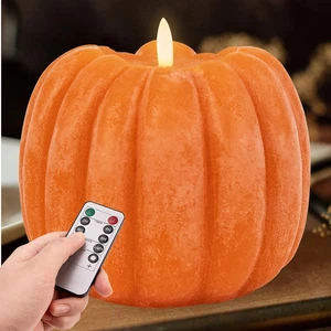 LED Pumpkin Candle – Flameless Fall Decor w/Timer & Remote, Table Accent - Picture 1 of 11