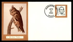 Mayfairstamps US FDC 1985 John J Audubon and Owl Painting First Day Cover aau_02 - Picture 1 of 2