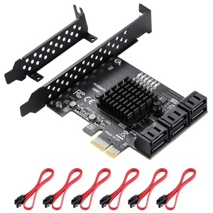 Carte PCIe SATA 6 Ports Carte D'extension Contrôleur PCIe vers SATA Carte PCI... - Photo 1/7