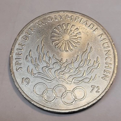 Moneda de 10 marcos alemanes de plata 1972 Alemania Juegos Olímpicos Munchen  Foto 1 de 2