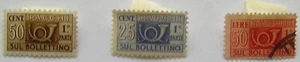 Italy Italian Stamps, Horn, Sul Bollettino collection of 3, 1950's - Picture 1 of 1