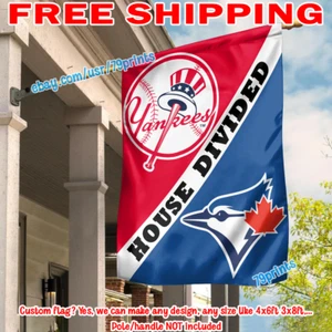 New York Yankees vs Toronto Blue Jays House Divided Flag 28X40" Banner 2024 - Picture 1 of 5