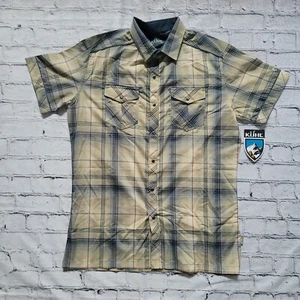 Kuhl NWT KONQUER Plaid Short Sleeve Mens Pearl Snap Button Down Shirt Small - Picture 1 of 6
