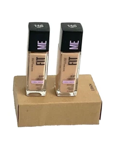 2 Pack Maybelline Fit Me Dewy + Smooth Liquid Foundation SPF18 115 Ivory - Picture 1 of 3