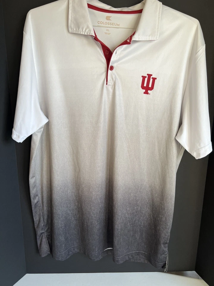Polo Indiana Univ XL Ombré para hombre blanco a gris/negro. Dri Fit como tela IU Foto 1 de 3