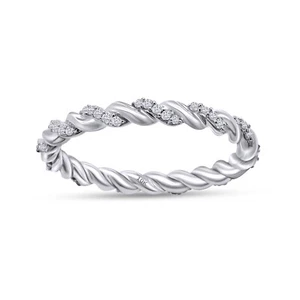 1/6 Ct Natural Diamond Twist Eternity Band Ring In 10k & 14k Solid Gold - Picture 1 of 18