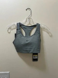 Nike Dri-Fit Sports Bra SMALL Gray Swoosh Logo Unlined Racerback N67 - Picture 1 of 4