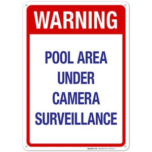 Pool Area Under Camera Surveillance Sign, Pool Sign, - Picture 1 of 71