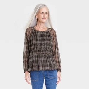 Blusa Lurex de manga larga para mujer - Knox rosa a rayas negras/doradas L - Imagen 1 de 1