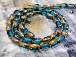 Electroplated Transparent Glass Beads, Faceted Oval, 7x4.5x3.5mm, Cyan - Picture 1 of 4