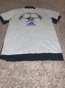 NWT Youth Boys Size XL 18-20 Adidas Black / Gray Short Sleeve Tee Shirt Set Of 2 - Picture 1 of 10