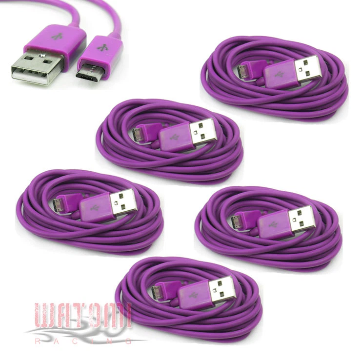 5X 6FT MICRO USB DATA SYNC CHARGER CABLE PURPLE NOKIA LUMIA 920 1020 LG OPTIMUS - Image 1 of 1