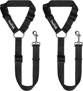 PawsPawty 2 Pack Headrest Dog Car Safety Seat Belt Adjustable Nylon Fabric Car - Picture 1 of 5