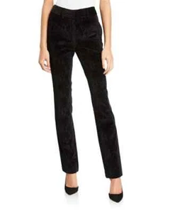 FRAME £375 Black Velvet Snake Straight Leg Tailored Trousers UK 12 US 8 BNWT - Picture 1 of 24