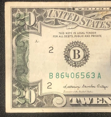 1981A Federal Reserve Note RARE! Off Set Print Error $20 Twenty Dollar Bill Note - Image 1 of 3