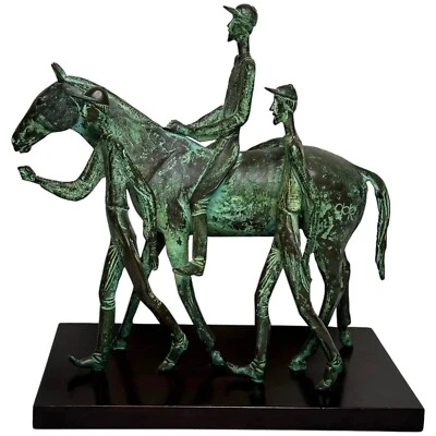 Bronze Race Horse & Jockey Group With Stable Hands Sculpture Attributed Carybé - Image 1 of 4