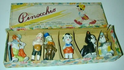 Walt Disney Boxed Set Pinocchio Character Bisques Figures (6)  1940 Japan Scarce - Image 1 of 4