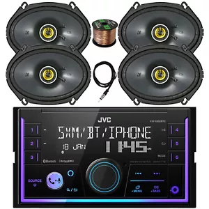 JVC In-Dash USB/AUX Bluetooth AM/FM Car Radio, 4x 6x8" Speakers, Antenna, Wire - Picture 1 of 5