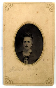 Antique Tintype Photograph, 1890's Young Lady, Earrings, Scarf , 2x3 - Picture 1 of 9