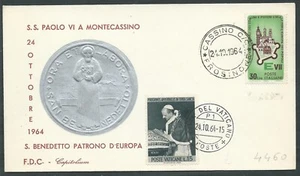 1964 VATICANO BUSTA SPECIALE CAPITOLIUM VISITA MONTECASSINO NO TIMBRO ARRIVO H7 - Imagen 1 de 1