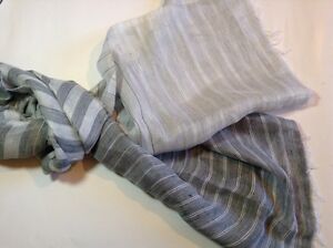 FINEST  LONG AND WIDE SCARF GREY STRIPED