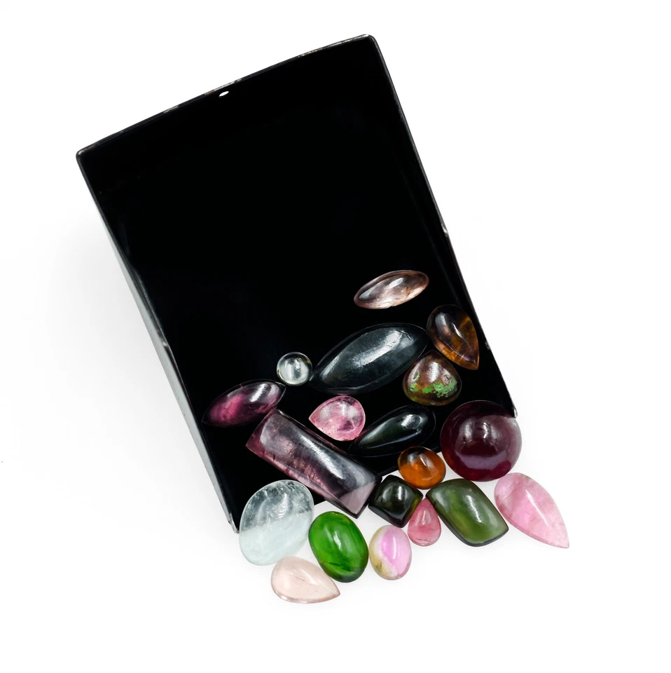 Natural Bio Tourmaline Loose Gemstone Cabochon 5X5 to 6X14 mm Plain Polished - Image 1 of 4