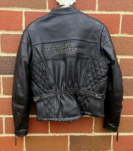 Chaqueta de turismo Harley Davidson Competition de cuero negra con forro para mujer L - Imagen 1 de 10