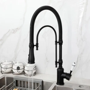 Spring Pull Down Kitchen Sink Faucet Hot & Cold Mixer Tap 2 Spout Single Hole - Bild 1 von 11