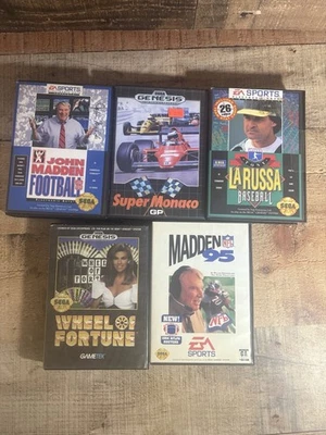 Sega Genesis Games 5 Game Lot Madden, Baseball, Monaco, Wheel Of Fortune CIB - Image 1 of 4