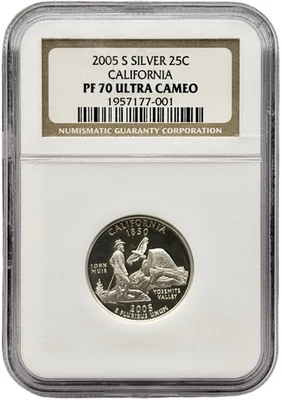 2005-S Silver Proof California Statehood Quarter NGC PF70 Ultra Cameo - Image 1 of 2