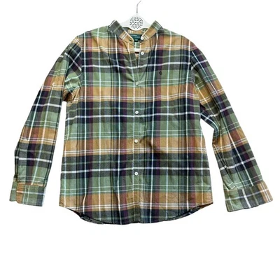 Ralph Lauren Button Down Shirt Womens Plaid Cotton Green Brown Preppy Classic  - Image 1 of 4