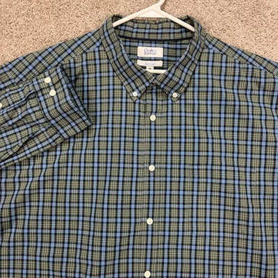 Croft Barrow Easy Care Plaid Button Down Shirt Men's 3XB Blue Green Long Sleeve - Image 1 of 4