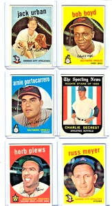 1959 Topps Baseball -lot of 6 #18 82 98 140 373 482 Multiple Teams! - Picture 1 of 8