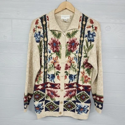 Cárdigan suéter vintage Petite Sophisticate bordado Cottagecore para mujer talla M Foto 1 de 4