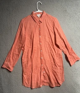 Camisa J. Jill Love de lino 100 % esencial abotonada melocotón para mujer talla M encubrir - Imagen 1 de 18