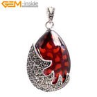 Tibeten Silver Red Glass Antiqued Drop Ring Earrings Pendant Jewelry Set Gift