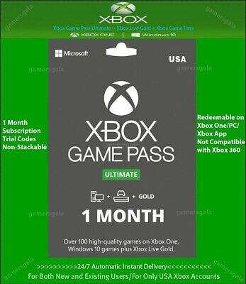 Xbox Ultimate Game Pass 1 Month Code With Live Gold Membership & EA Play US Only • 2.96$