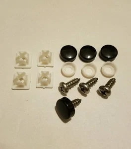 License Plate Black Security Screw Cap Covers Nylon Inserts STAINLESS SCREWS - Bild 1 von 2