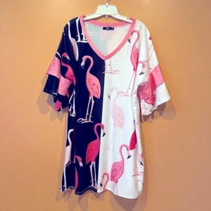 Top túnica para mujer Flamingo talla grande 1X largo cuello en V manga en capas” - Imagen 1 de 6